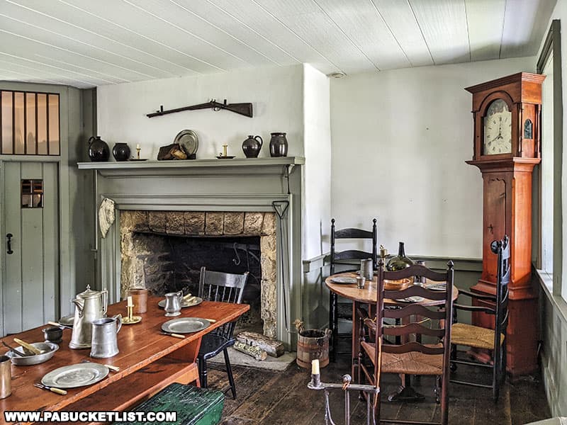 The tavern and common dining room at the Compass Inn Museum in Laughlintown Pennsylvania.