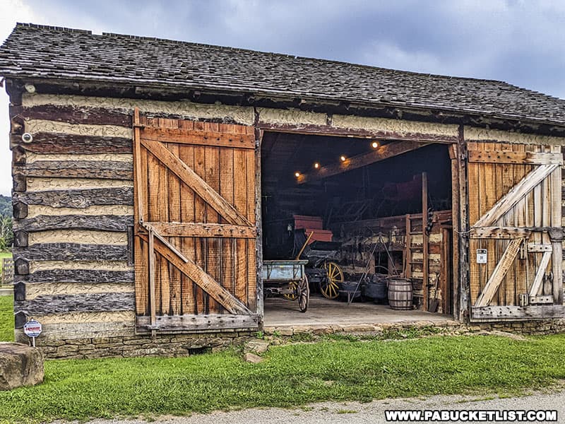 The barn at the Compass Inn Museum is a reproduction of a barn that would have stood there in the 1800s.