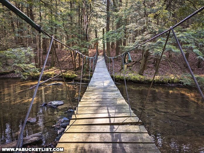 Hiking to the Clear Shade Creek Swinging Bridge