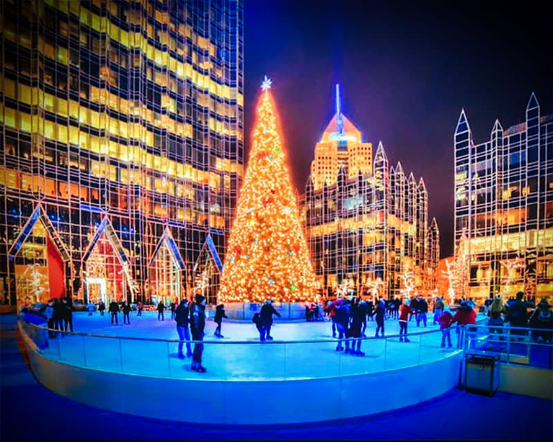 The ice skating rink at PPG Place in downtown Pittsburgh.