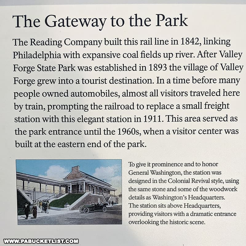 Until the 1960s the train station on the west side of Valley Forge served as the park entrance.