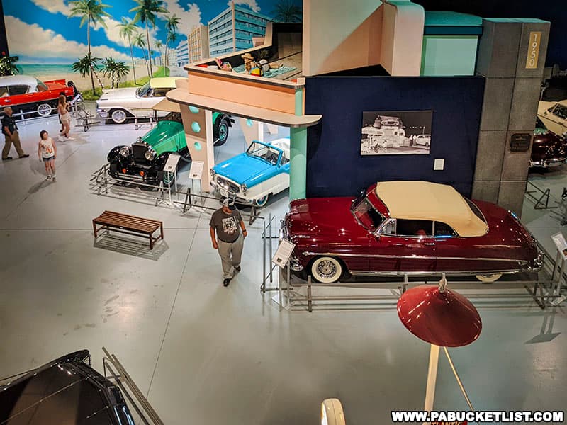 Looking down on the 1930s Miami Beach diorama at the AACA Museum in Hershey Pennsylvania.