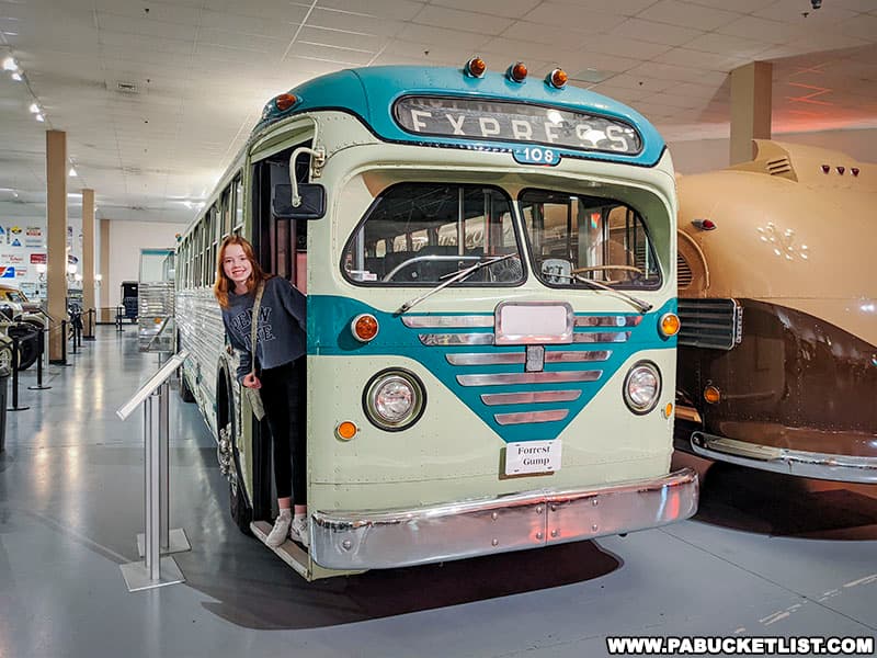 A bus used in the filming of "Forrest Gump" on display at the AACA Museum in Hershey Pennsylvania.