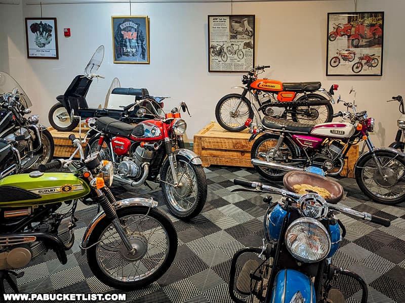 Antique motorcycles on display at the AACA Museum in Hershey Pennsylvania.