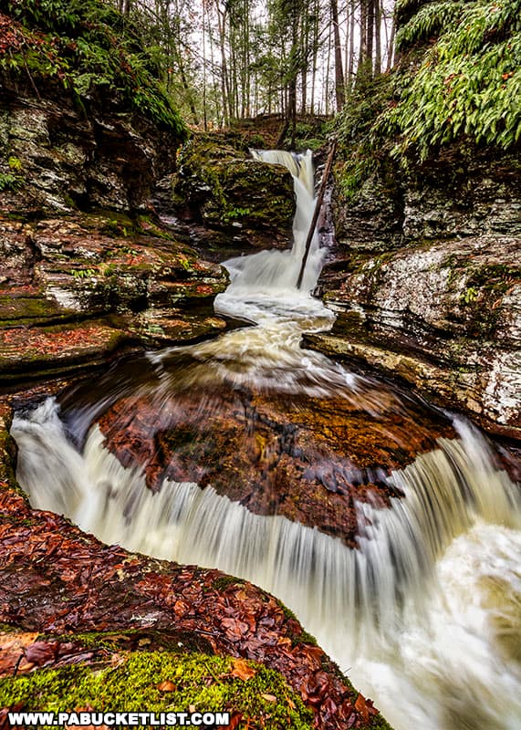 The Upper and Middle tiers of Adams Falls at Ricketts Glen State Park.