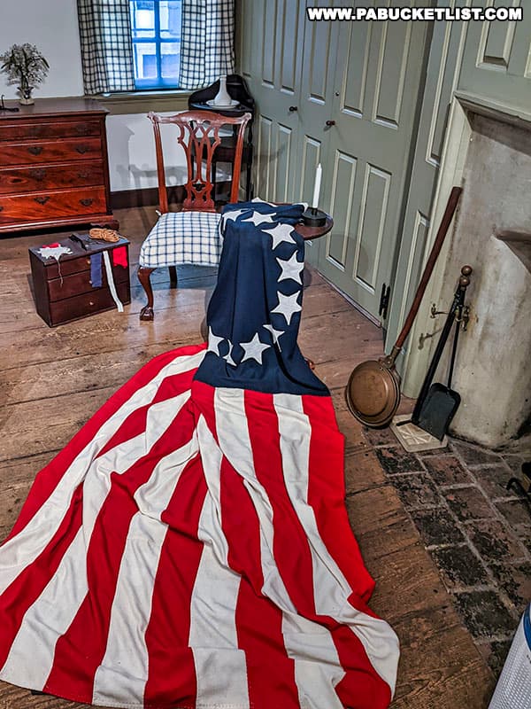 Replica of the first Stars and Stripes flag sewn by Betsy Ross.