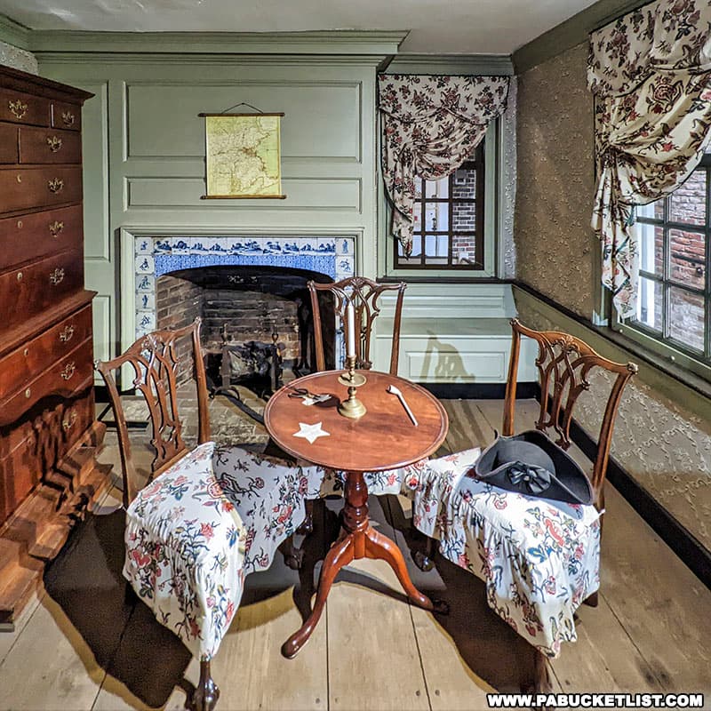 The interior of the Betsy Ross House has been decorated in a period-correct manner.