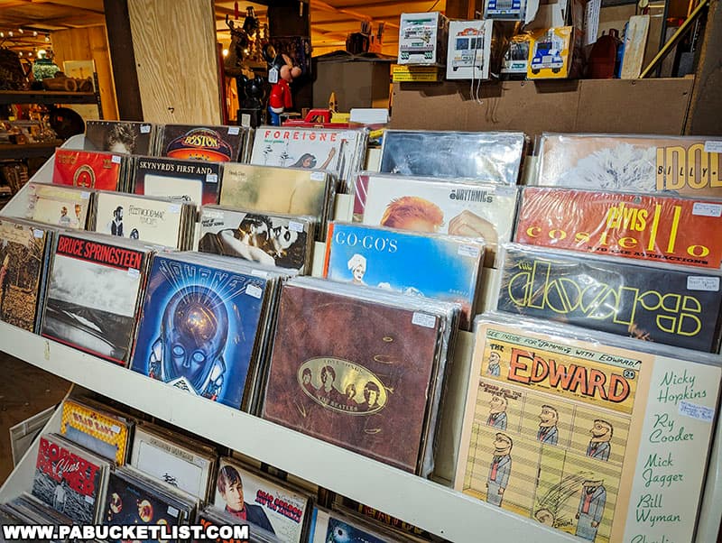 Vintage vinyl records for sale at the Big Valley Antique Center near Milroy Pennsylvania.