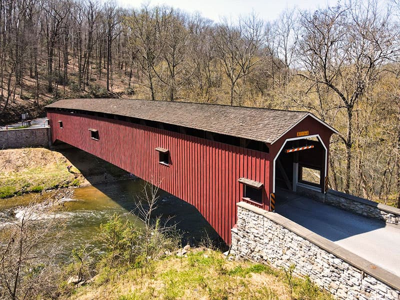 Colemanville Covered Bridge in Lancaster County is the tenth-longest covered bridge in Pennsylvania.