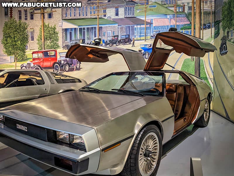 A DeLorean on display at the AACA Museum in Hershey Pennsylvania.