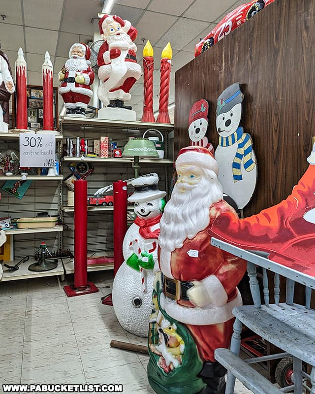 Vintage Christmas decorations at Hoke-E-Geez antique store in Bedford Pennsylvania.
