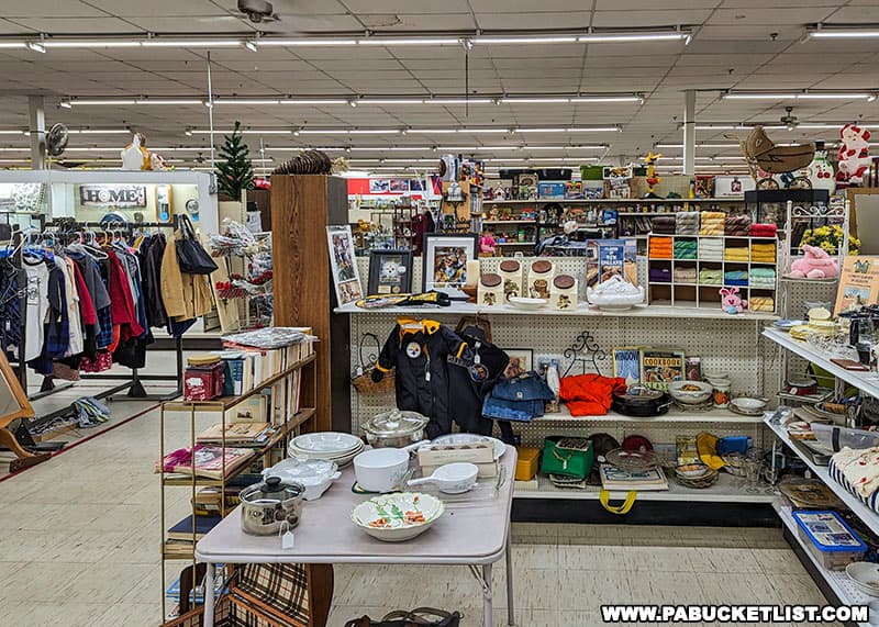 All of the booths are well-lit and easy to browse at Hoke-E-Geez antique store in Bedford Pennsylvania.