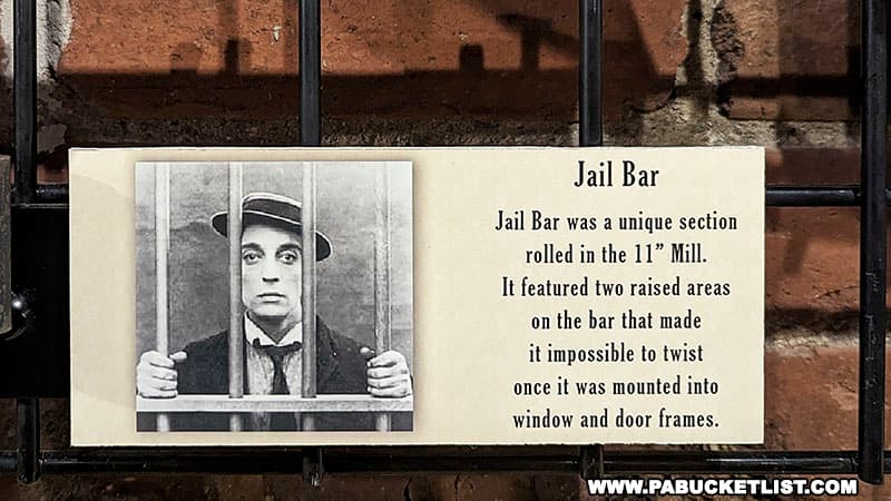 Jail bars exhibit at the Johnstown Heritage Discovery Center in Cambria County Pennsylvania.
