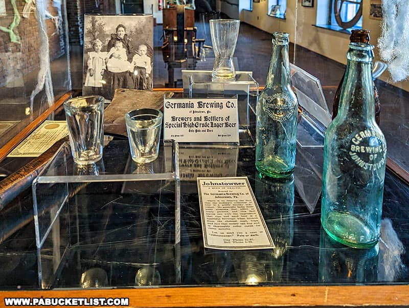 Germania Brewing Company memorabilia at the Johnstown Heritage Discovery Center in Cambria County Pennsylvania.