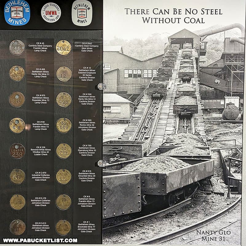 No steel without coal exhibit at the Johnstown Heritage Discovery Center in Cambria County Pennsylvania.