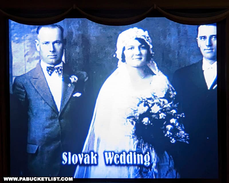 Slovak wedding video exhibit at the Johnstown Heritage Discovery Center in Cambria County Pennsylvania.
