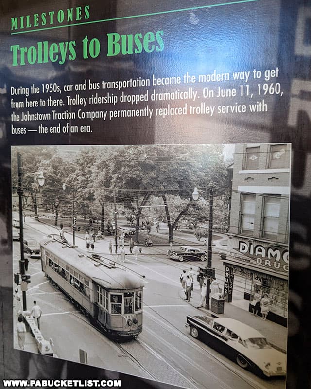 Trolleys to Buses exhibit at the Johnstown Heritage Discovery Center in Cambria County Pennsylvania.