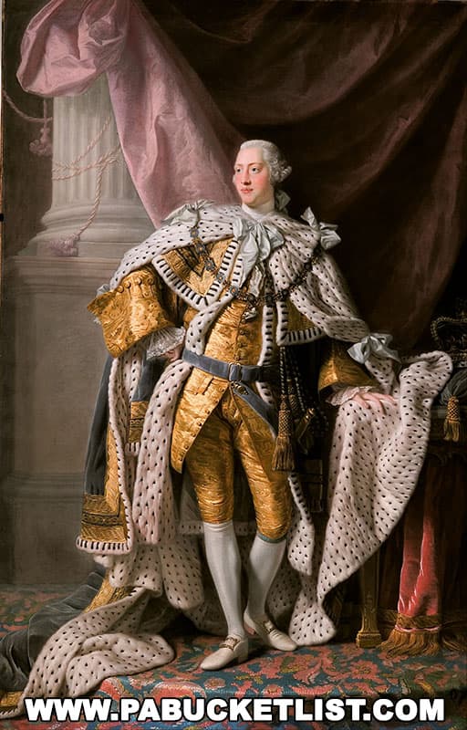 King George III, British monarch at the time of the American Revolution.