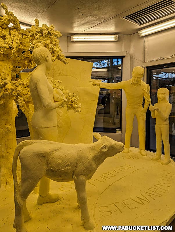 A close-up of the 2023 butter sculpture at the Pennsylvania Farm Show in Harrisburg.