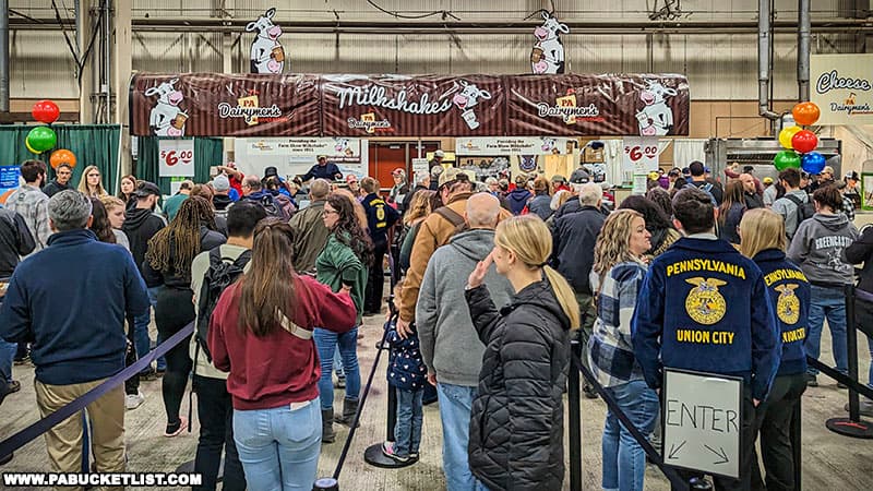 The lines for the Farm Show milkshakes are busy all day, but move rather quickly.