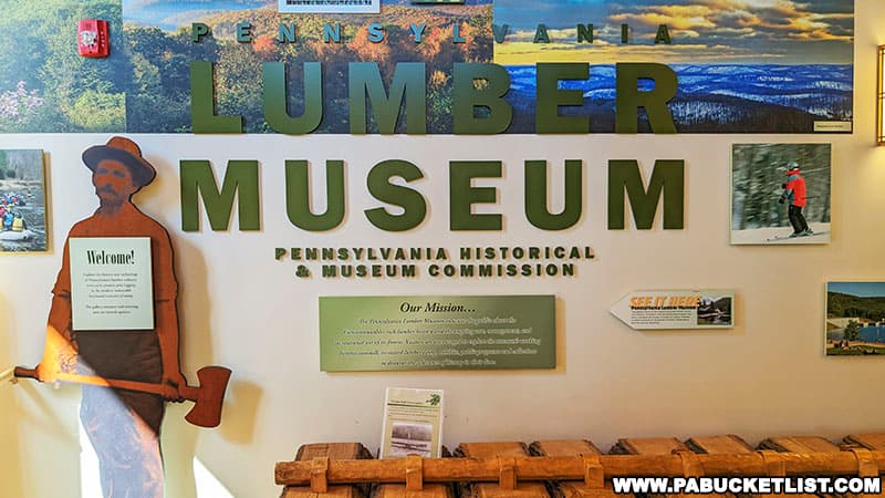The lobby of the Pennsylvania Lumber Museum along Route 6 in Potter County PA.