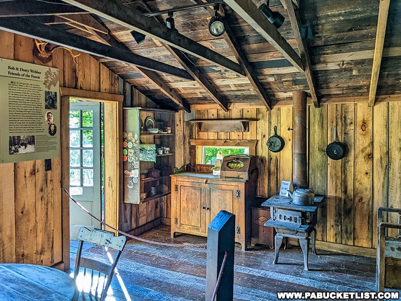 The interior of the Webber cabin at the Pennsylvania Lumber Museum in Potter County PA.