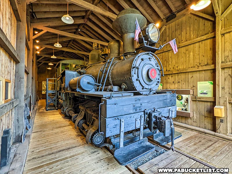 Shay locomotive at the Pennsylvania Lumber Museum in Potter County PA.
