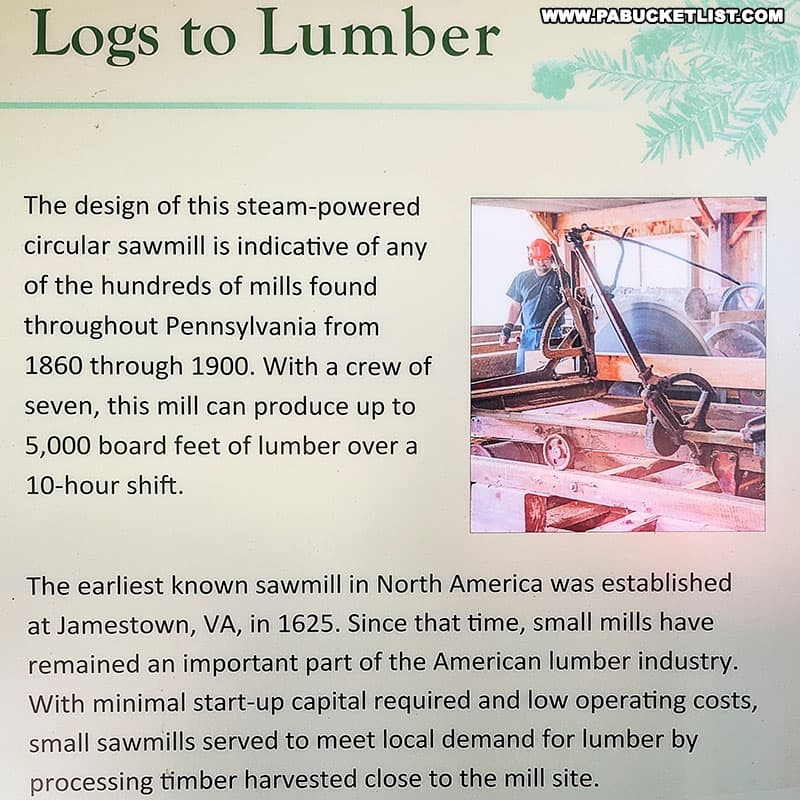Logs to Lumber exhibit at the Pennsylvania Lumber Museum in Potter County PA.