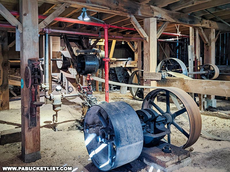 Sawmill engine room at the Pennsylvania Lumber Museum in Potter County PA.