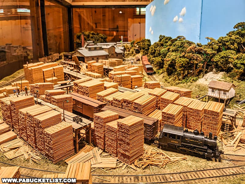 Model logging train display at the Pennsylvania Lumber Museum in Potter County PA.