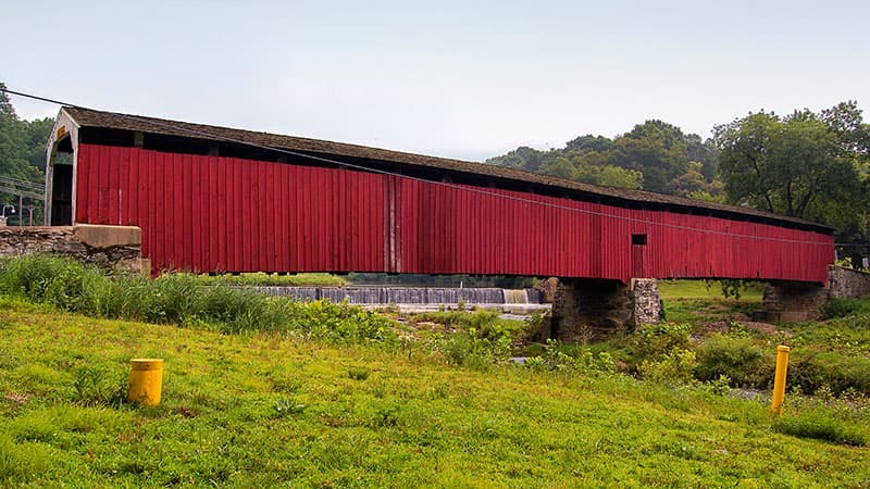 Pine Grove Covered Bridge spanning the border between Chester and Lancaster counties is the fourth-longest covered bridge in Pennsylvania.