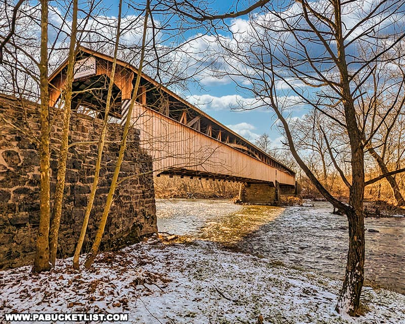 The Pomeroy Academia Covered Bridge is the longest covered bridge in Pennsylvania.