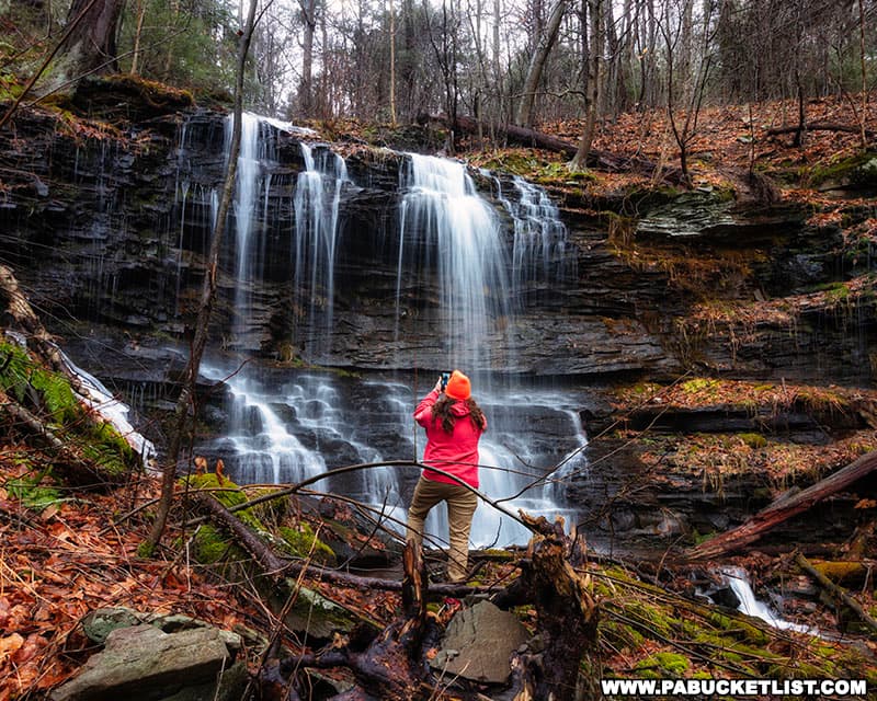 The middle tier of Porcupine Falls at Ricketts Glen State Park is roughly 20 feet tall.