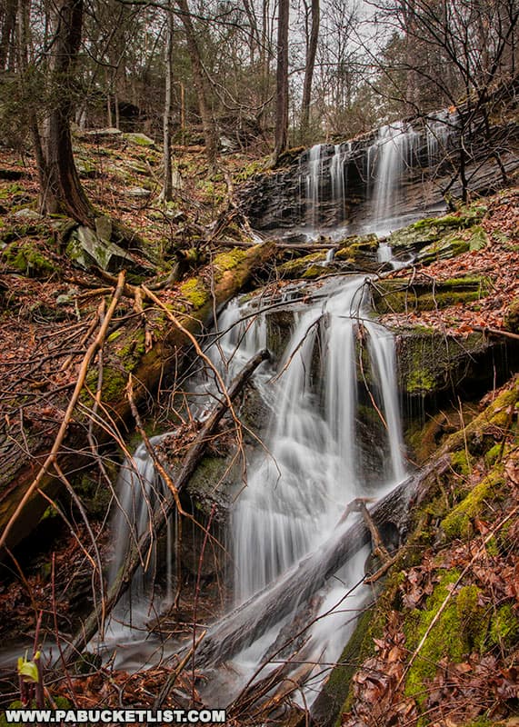 The lower tier of Porcupine Falls at Ricketts Glen State Park is roughly ten feet tall.