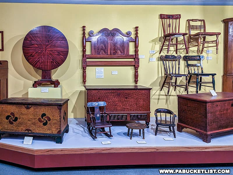 Furniture exhibit at the York County Historical Society Museum in York PA.