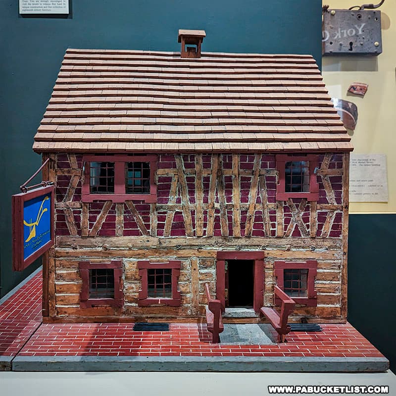 Scale model of the Golden Plough Tavern at the York County Historical Society Museum in York PA.