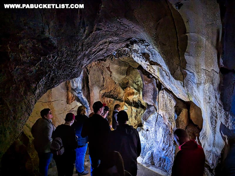Exploring Black-Coffey Caverns by flashlight in Franklin County Pennsylvania.