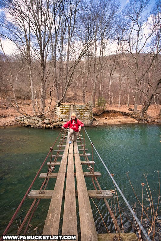 The author at the Blue Rock Swinging Bridge in February of 2023.