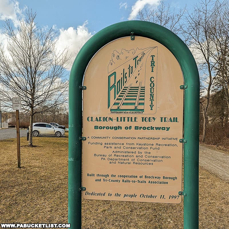 The Clarion-Little Toby Trailhead in Brockway Pennsylvania.