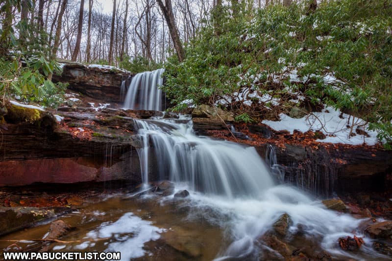 Cole Run Falls on a winter afternoon.