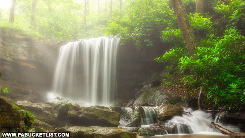 A foggy morning at Cole Run Falls in Somerset County Pennsylvania.
