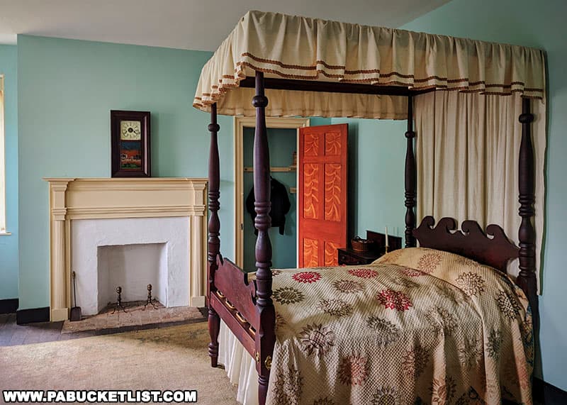 A bedroom inside the Curtin Mansion at Curtin Village in Centre County Pennsylvania.