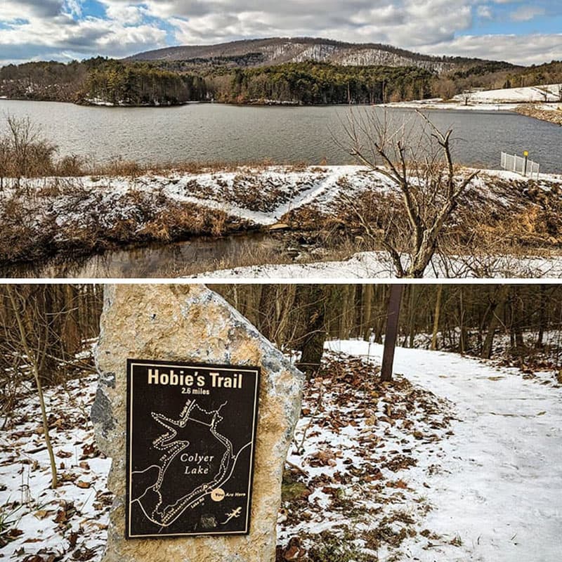 Hobie’s Trail is a scenic 2.6 mile loop hike around Colyer Lake near State College.