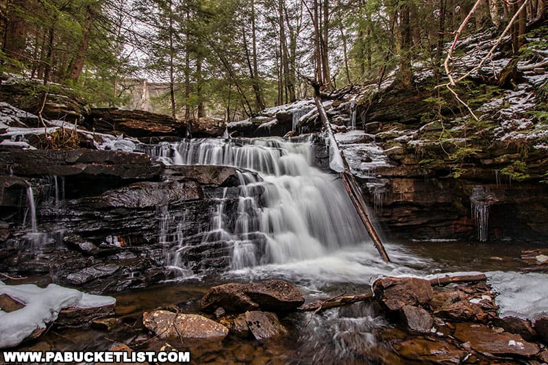 Lake Leigh Falls sits in the the shadow of the now-abandoned Lake Leigh Dam at Ricketts Glen State Park.