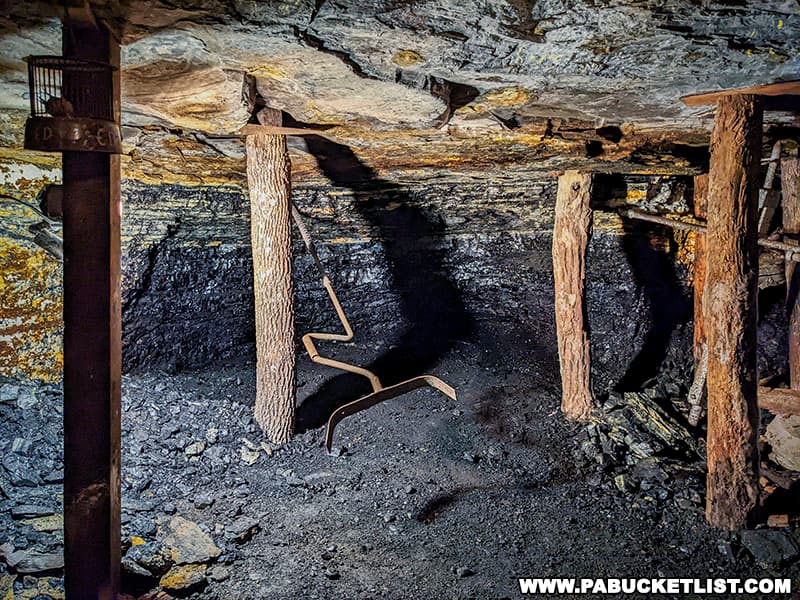 An example of what coal mine working conditions were like in the 1850s, part of the Tour-Ed coal mine underground tour.