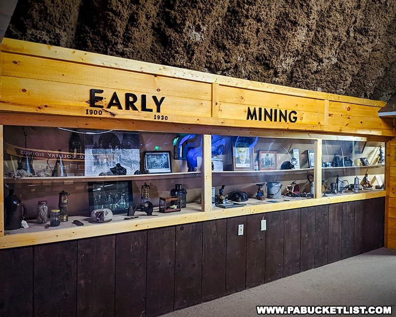 Early Mining exhibit at the Tour-Ed Coal Mine and Museum near Pittsburgh Pennsylvania.