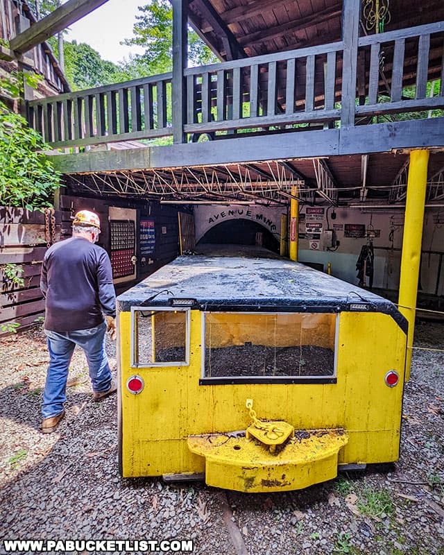 Visitors ride these enclosed mine cars for a half-mile into the mine during the Tour-Ed coal mine excursion.