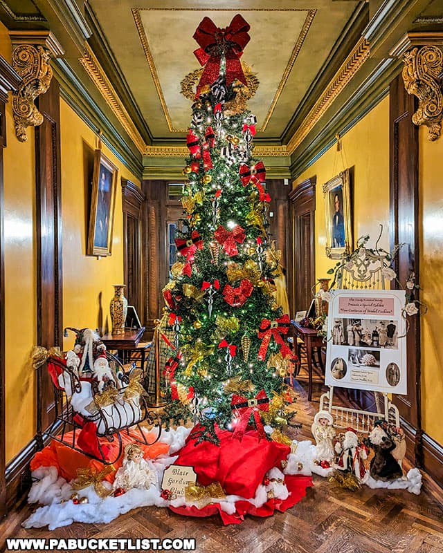 Christmas tree in the center hall of the Baker Mansion in Altoona Pennsylvania.