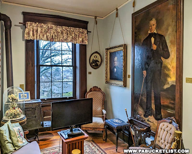 Numerous paintings of Blair County historical figures are on display at the Baker Mansion in Altoona.