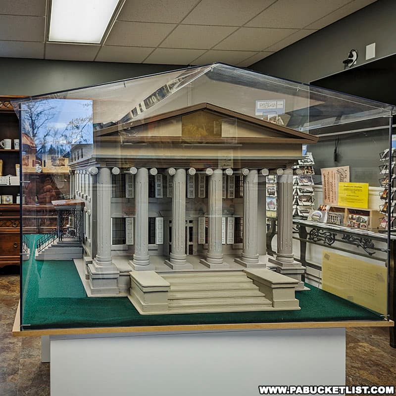 A scale model of the Baker Mansion on display in the Visitor Center.
